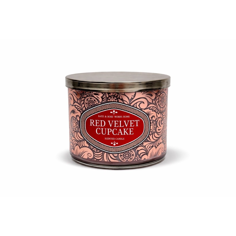 Bath & Body Works Red Velvet Cupcake 3 Wick Candle Bakery White Barn Gourmand